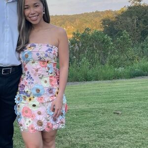 Multicolor mini 3D floral dress